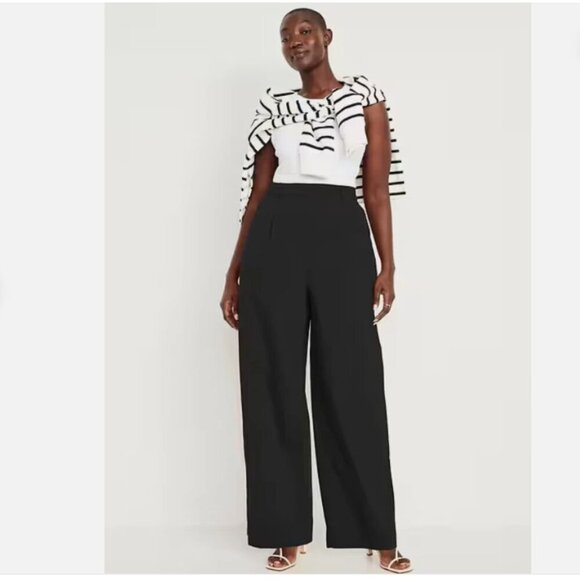 Old Navy Extra High-Waisted Poplin Super Wide-Leg Taylor Pants Black 14 $50 NWT - Picture 3 of 13